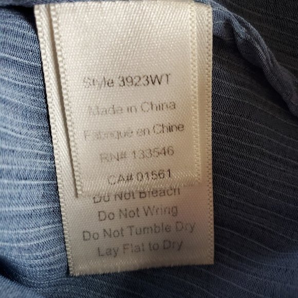 Ecru Blue Light, Airy Boho Floral Chiffon Poet Sleeve Ombre Blouse/Top XS/S - Picture 6 of 9